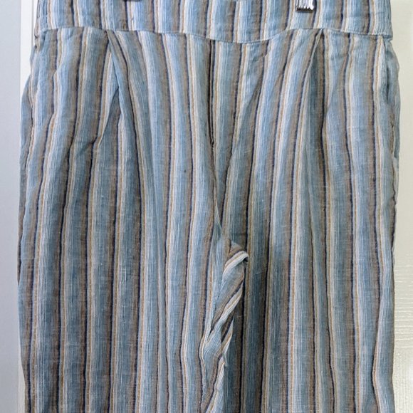 FAHERTY USA M Linen Pants 6 8 Fresh Blue Stripes Pockets and Pleats  ~NEW - Picture 2 of 12